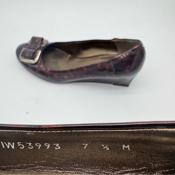 Stuart Weitzman Tortoise Shell Patent Leather Wedge Heel Size 7.5 M - Picture 11 of 12